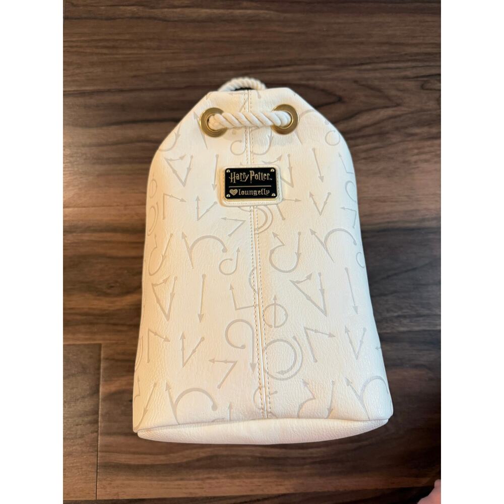Harry Potter Loungefly White Mini Backpack Arrow Print Rope Strap Bag